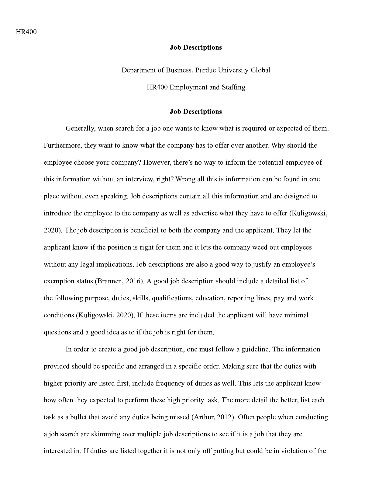 Preview image for Job Descriptions.docx(1)  HR400  Job Descriptions  Department of Business, Purdue Universi